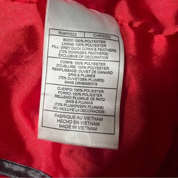 Nike Y2K Duck Down Black & Red Faux Fur Hooded Puffer Long Coat ~ Size M - Picture 9 of 9